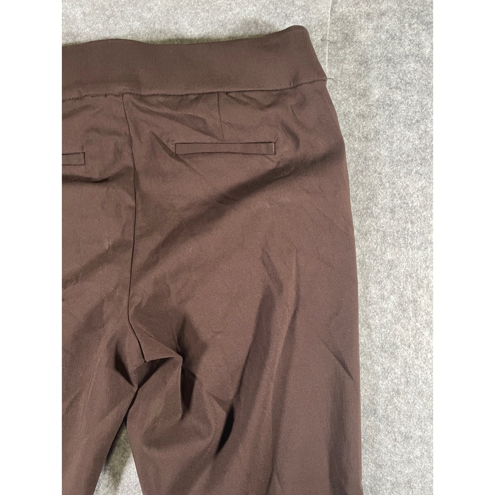 Womens Chocolate Brown Straight Leg Dress Pants Double Snap Button Trousers - Picture 7 of 13